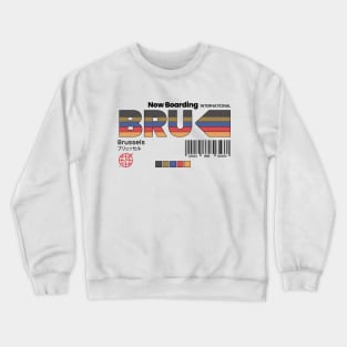 Vintage Brussels BRU Airport Label Retro Travel Belgium Crewneck Sweatshirt